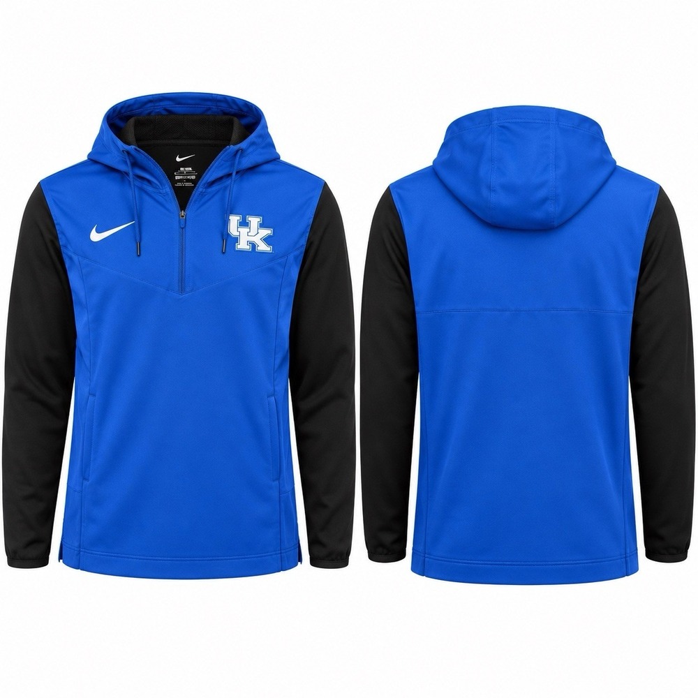 Nike Kentucky Wildcats Dri-FIT Hoodie Men L Blue Black 1/4 Zip Pullover NWOT